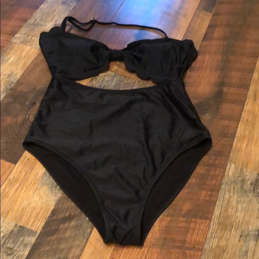 Women’s one-piece black swimsuit